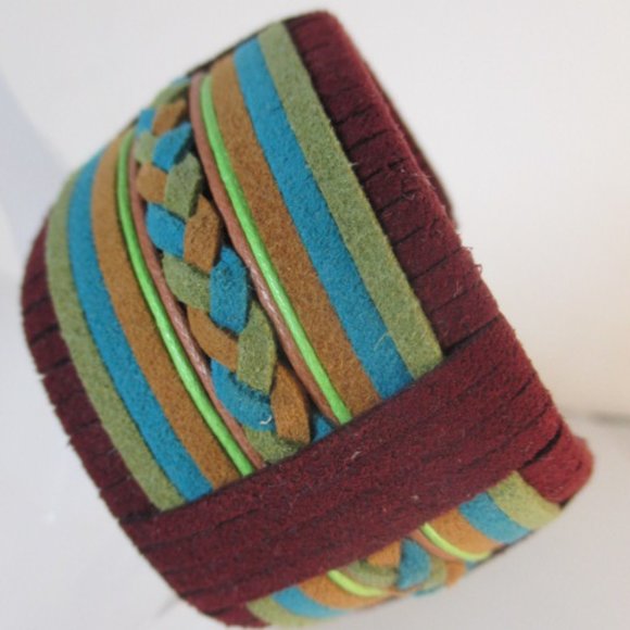 DANNIJO Cornelia Cuff Braided Suede Cuff Burgundy Orange Navy - Picture 10 of 10